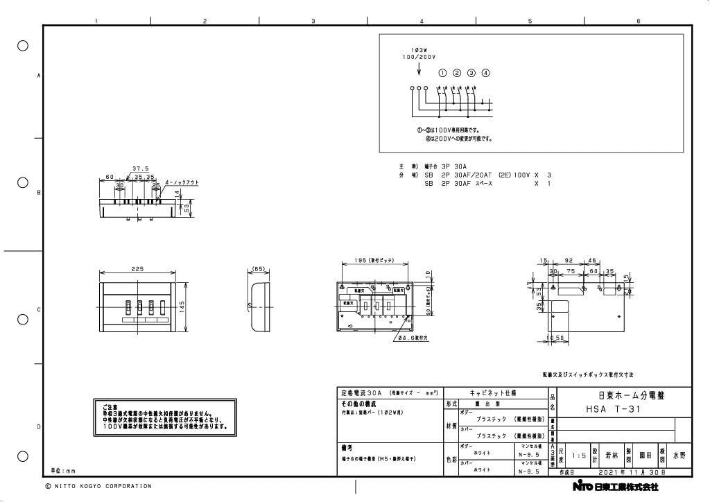 Amazon.co.jp: 日東工業 HP形ホーム分電盤(HPAHSA) HSAT-31 : 産業